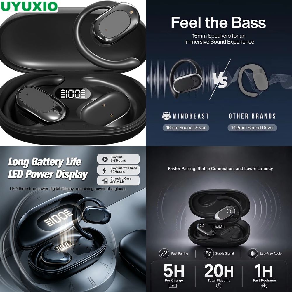 Bone Conduction Running Headphones - 오픈 이어 헤드폰 및 무선 이어버드
