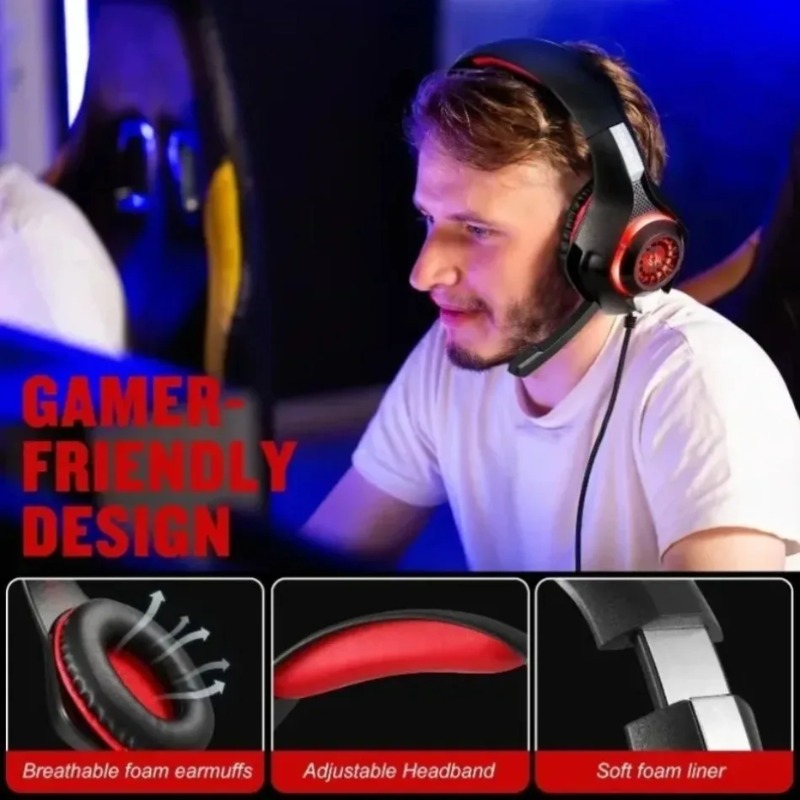 Gaming Headset With Mic Rgb - 유선 게이밍 헤드셋 오버이어 노이즈 캔슬링