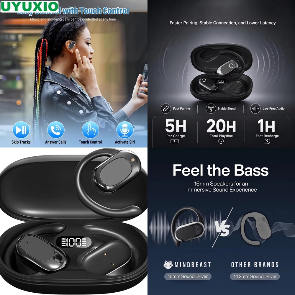 Bone Conduction Running Headphones - 오픈 이어 헤드폰 및 무선 이어폰,