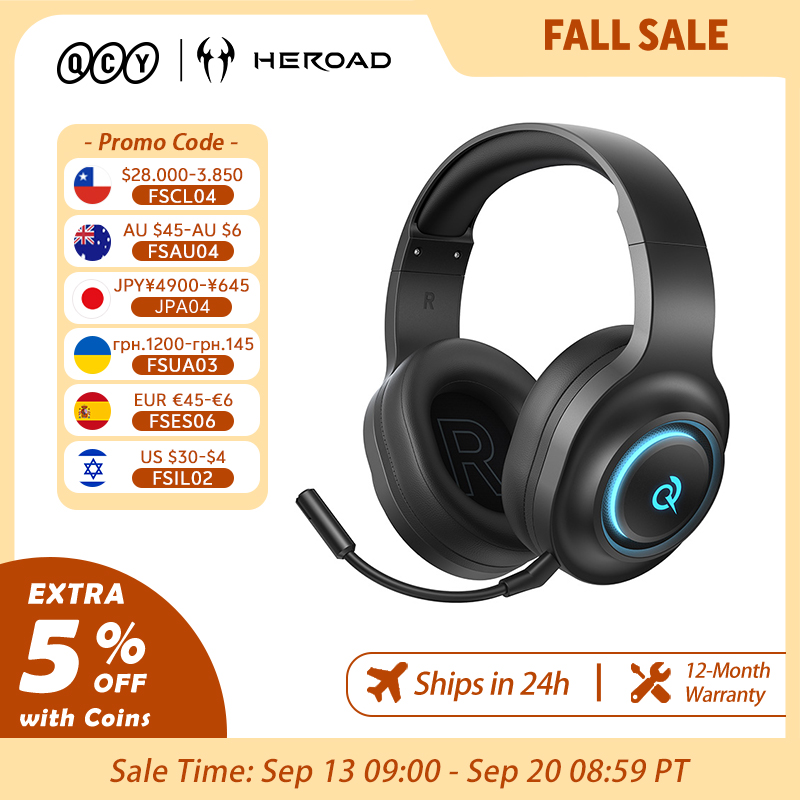 Anc Wireless Over Ear Headphones - QCY Heroad V200 게이밍 헤드셋 (마이크