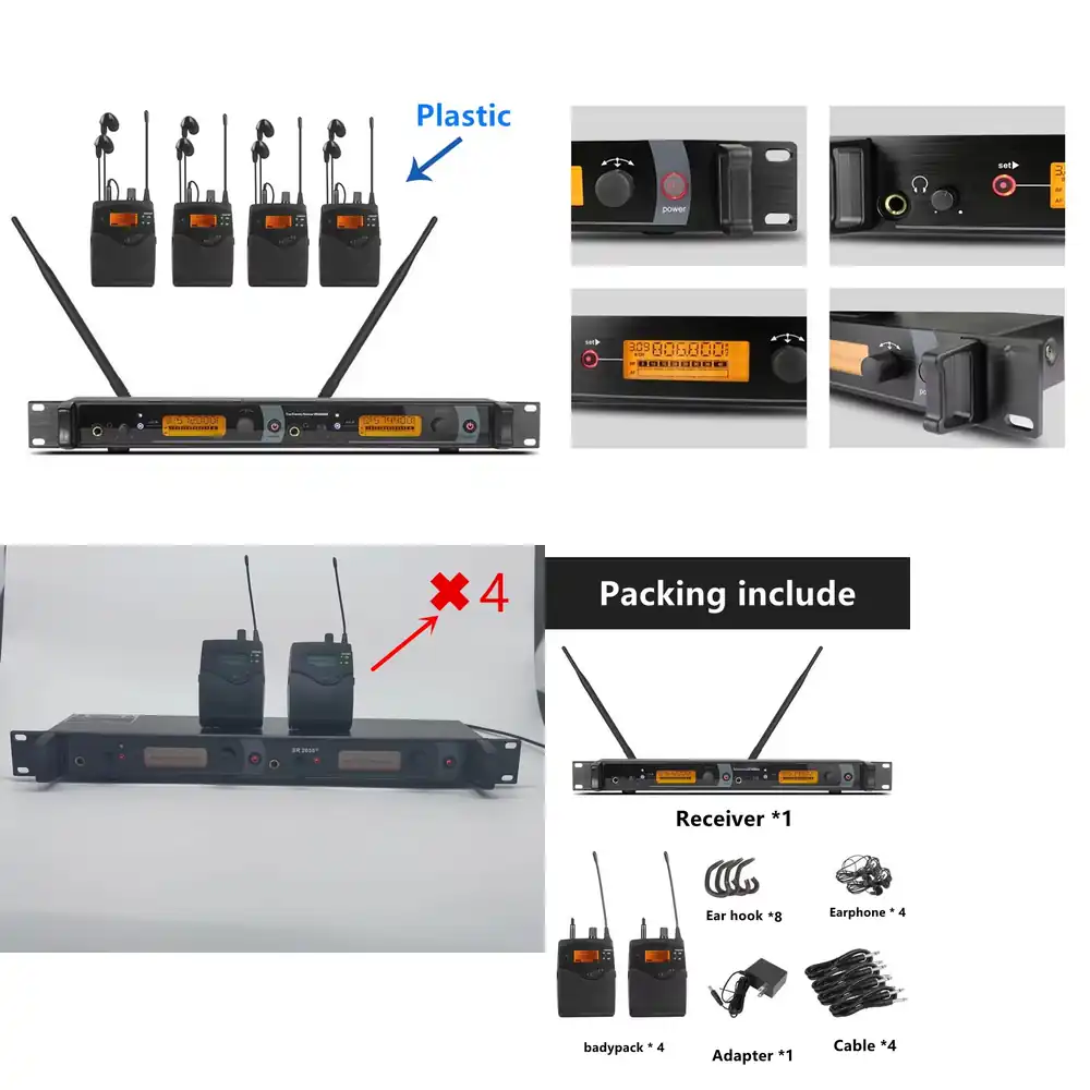 In Ear Monitors For Singers - 572-603mhz 2050EX 듀얼 송신기 4개 수신기