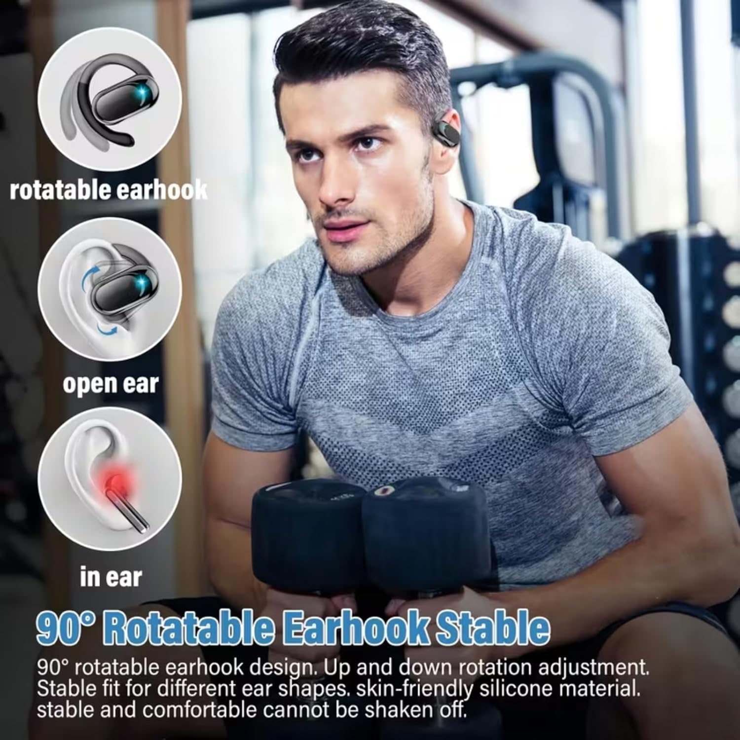 오픈 이어 헤드폰 및 무선 이어버드 90 °   회전  - Bone Conduction Running Headphones 리뷰 및 가격