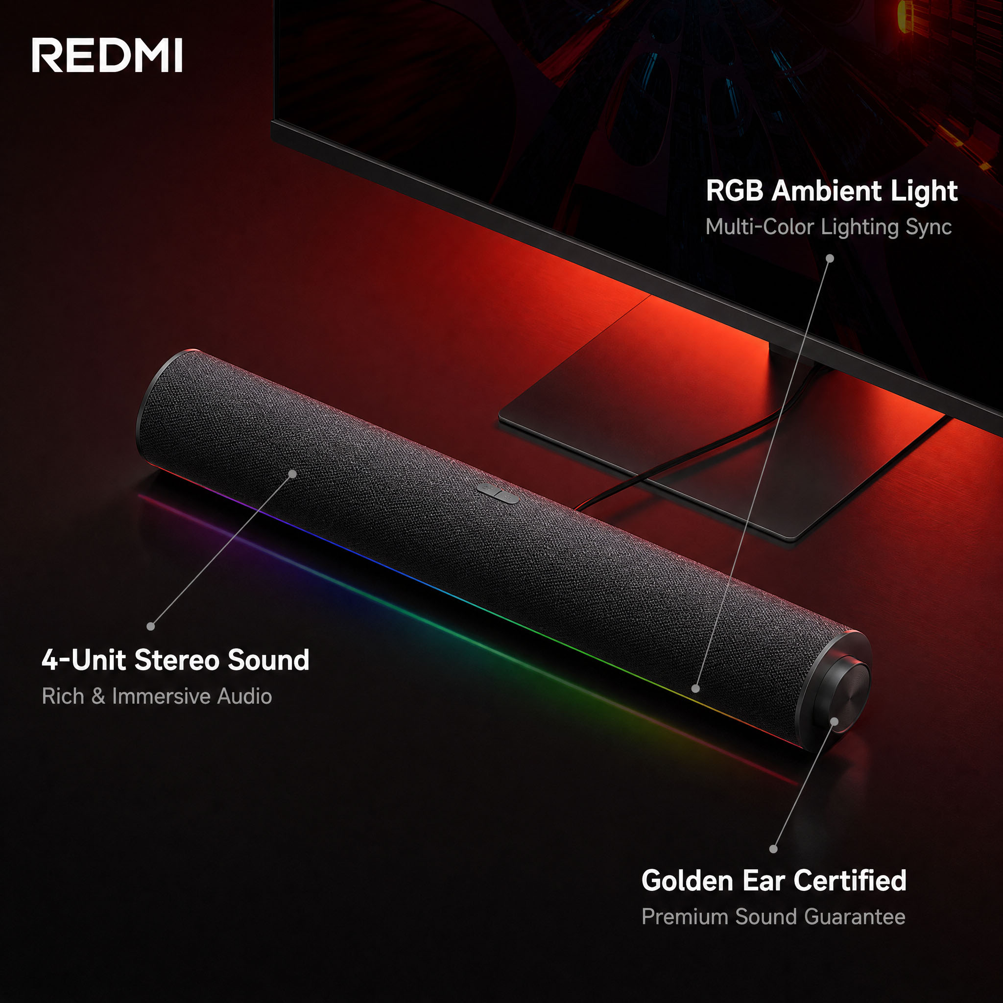 정품 샤오미 Redmi PC 스피커, 유선 USB 게이 - Rgb Computer Soundbar For Pc 리뷰 및 가격