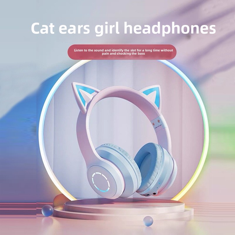 신제품 베스트셀러 RGB 헤드마운트 블루투스 헤드폰 그 - Cat Ear Bluetooth Headset Led 리뷰 및 가격