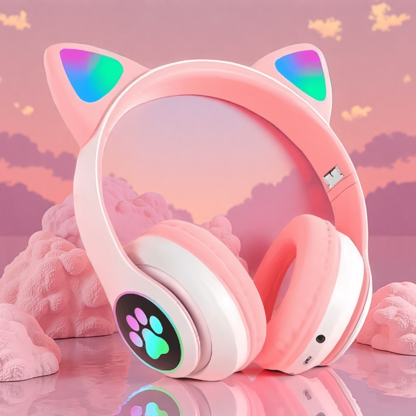 새로운 플래시 라이트 귀여운 고양이 귀 무선 헤드폰 마 - Cat Ear Bluetooth Headset Led 리뷰 및 가격