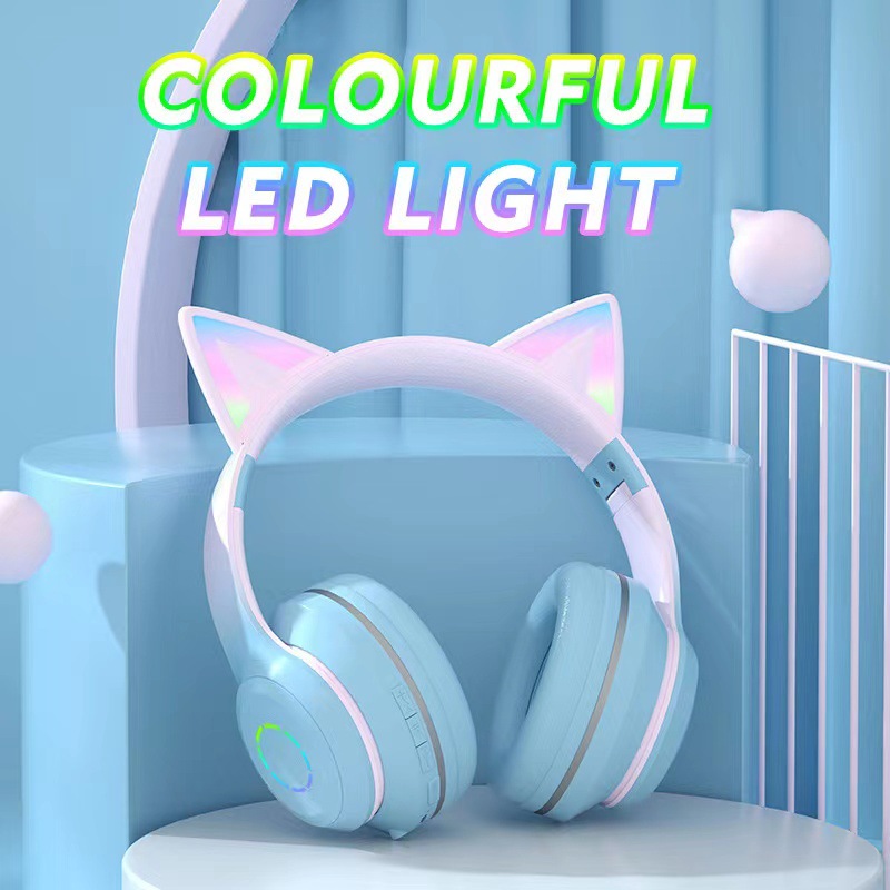 새로운 베스트셀러 헤드 마운트 블루투스 헤드셋 ST89 - Cat Ear Bluetooth Headset Led 리뷰 및 가격