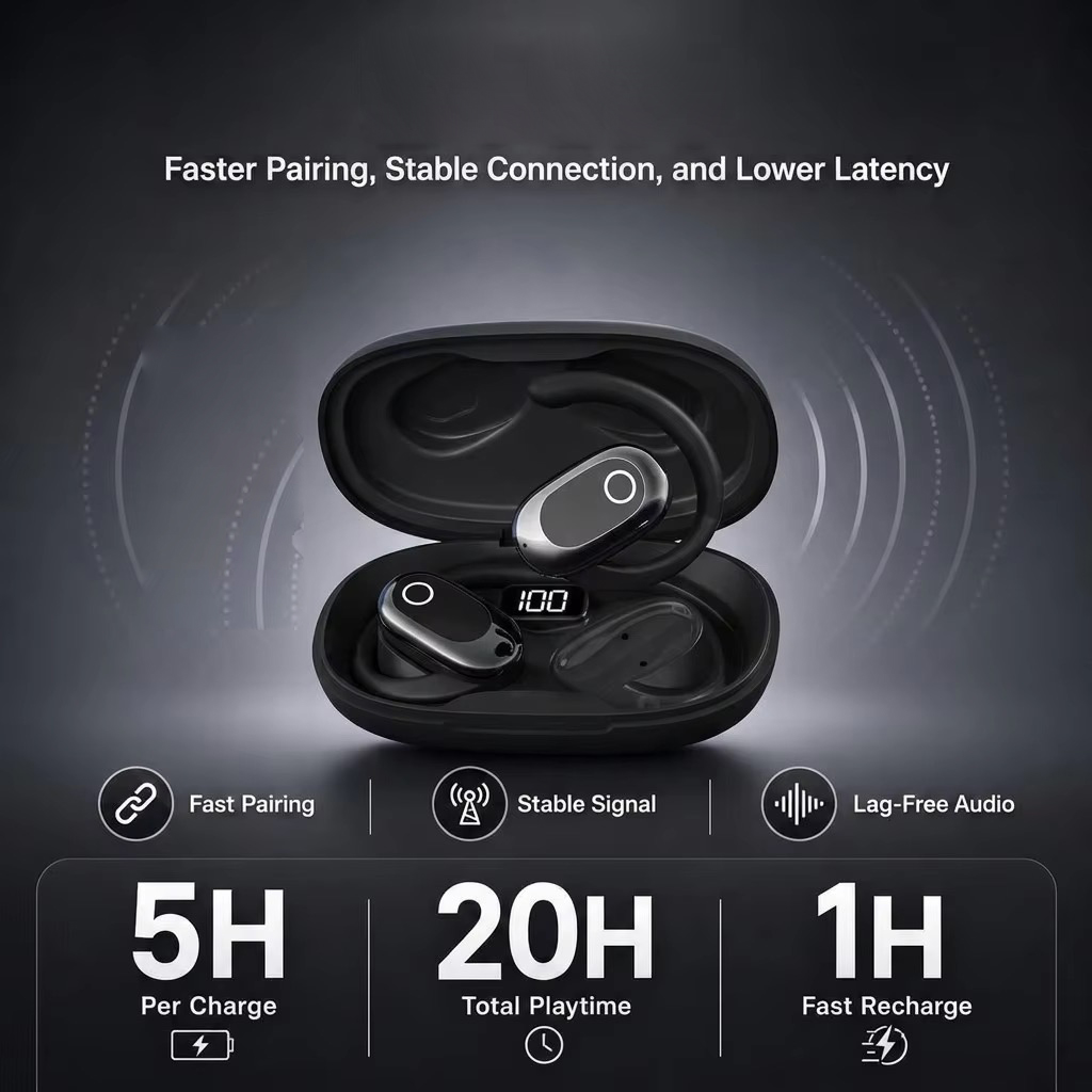 오픈 이어 이어폰 및 무선 헤드셋, LED 디스플레이, - Bone Conduction Running Headphones 리뷰 및 가격