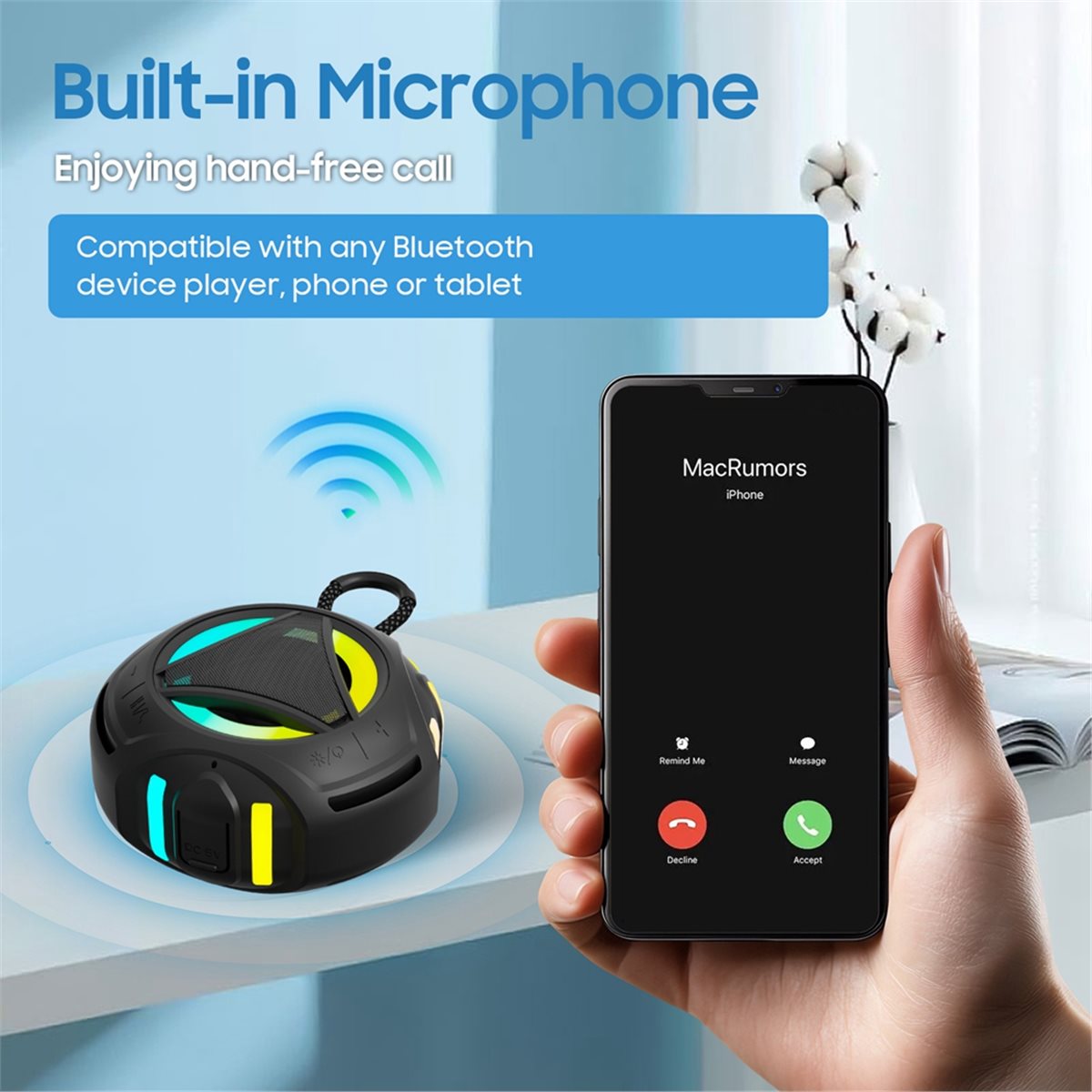 미니 블루투스 샤워 스피커 (조명 포함), IPX7 방 - Portable Bluetooth Speaker Waterproof Ipx7 리뷰 및 가격